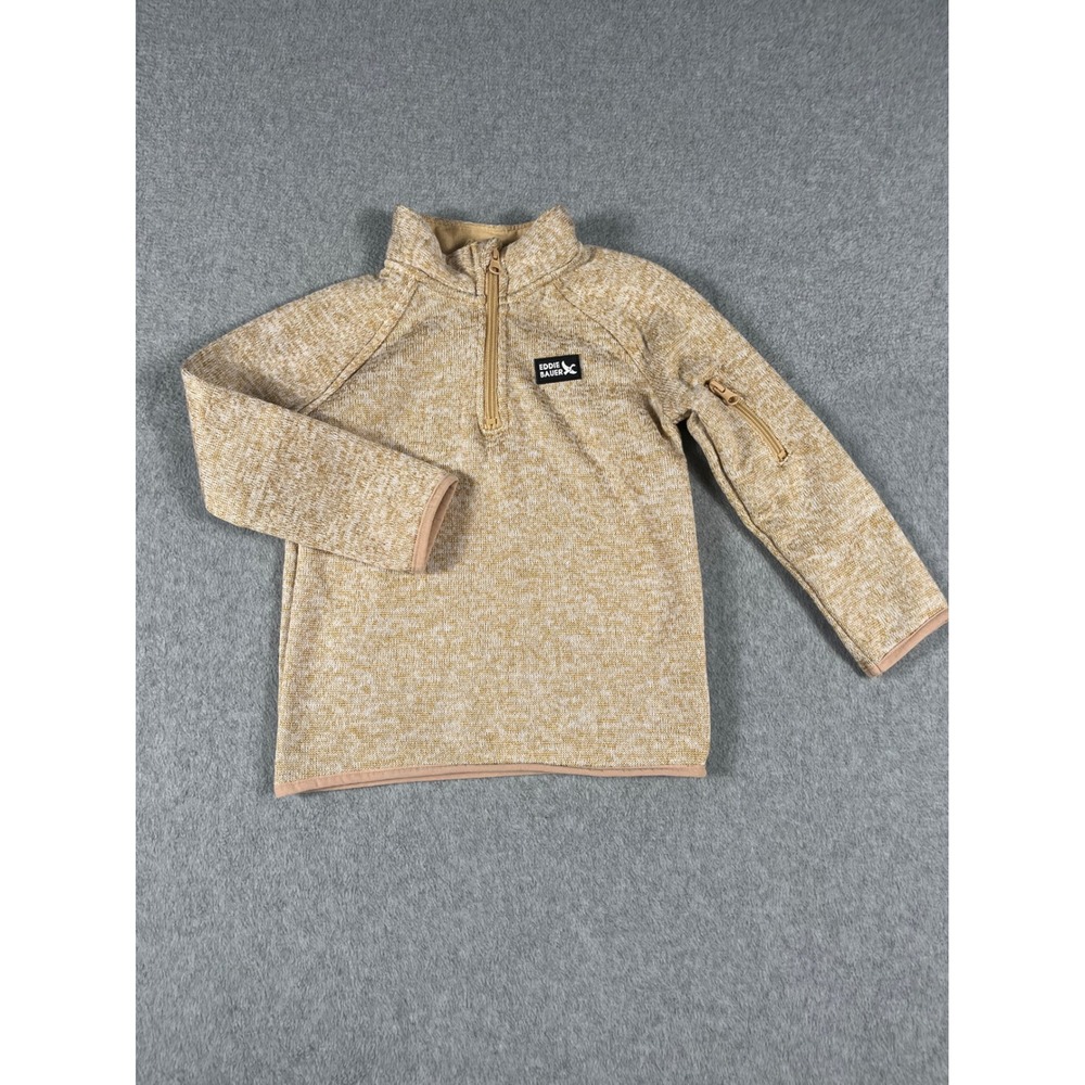 Eddie Bauer Kids 4T Tan Marled Quarter Zip Sweater Fleece Pullover EBY25137